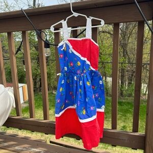 Vintage JM Rags Child’s Colorful Red White Blue Floral & Polkadot Sundress